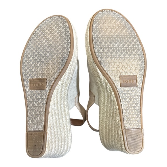 NWOT TOMS Monica Suede Wicker Wedge Sandal in Natural Oxford - Picture 6 of 7